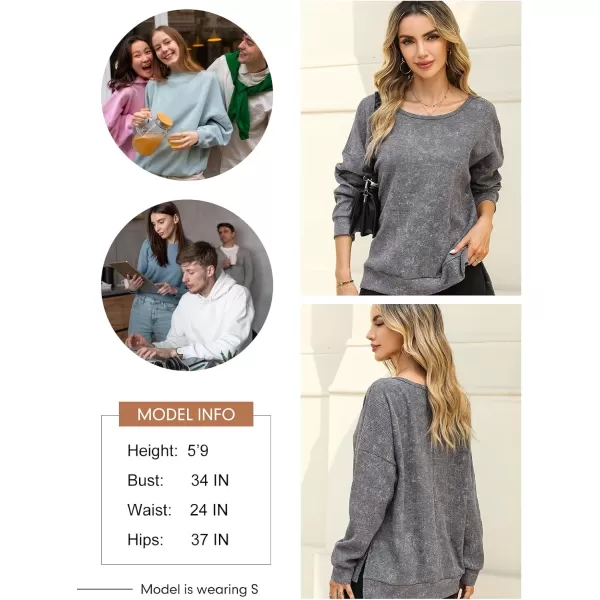 Dokotoo Womens Oversized Waffle Knit Crewneck Sweatshirts Long Sleeve Side Slits Casual Pullover Sweatshirt Tops