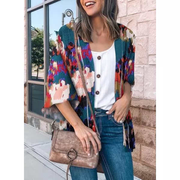 Dokotoo Womens Printed Beach Cover Up Short Sleeve Open Front Lightweight Cropped Swiss Dot Summer Cardigan