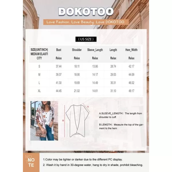 Dokotoo Womens Printed Beach Cover Up Short Sleeve Open Front Lightweight Cropped Swiss Dot Summer Cardigan