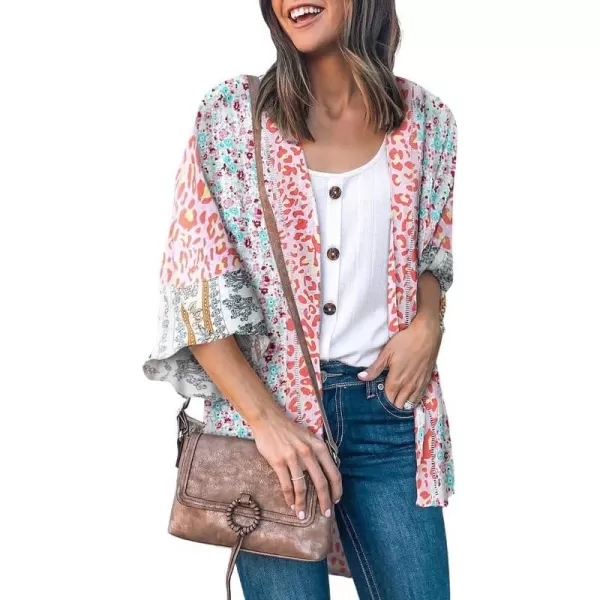 Dokotoo Womens Printed Beach Cover Up Short Sleeve Open Front Lightweight Cropped Swiss Dot Summer Cardigan