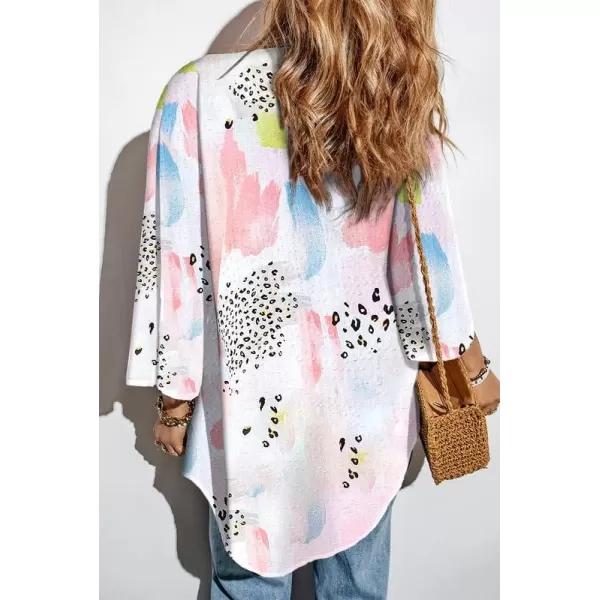 Dokotoo Womens Printed Beach Cover Up Short Sleeve Open Front Lightweight Cropped Swiss Dot Summer Cardigan