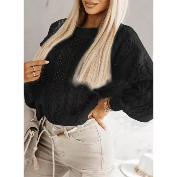 Dokotoo Womens Ribbed Knit Textured Drop Shoulder Long Sleeve Crew Neck Pullover Sweaters
