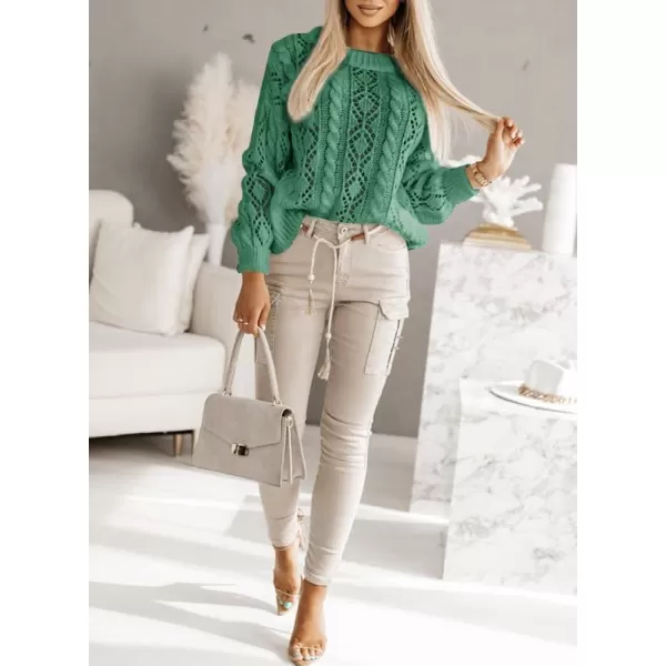 Dokotoo Womens Ribbed Knit Textured Drop Shoulder Long Sleeve Crew Neck Pullover Sweaters