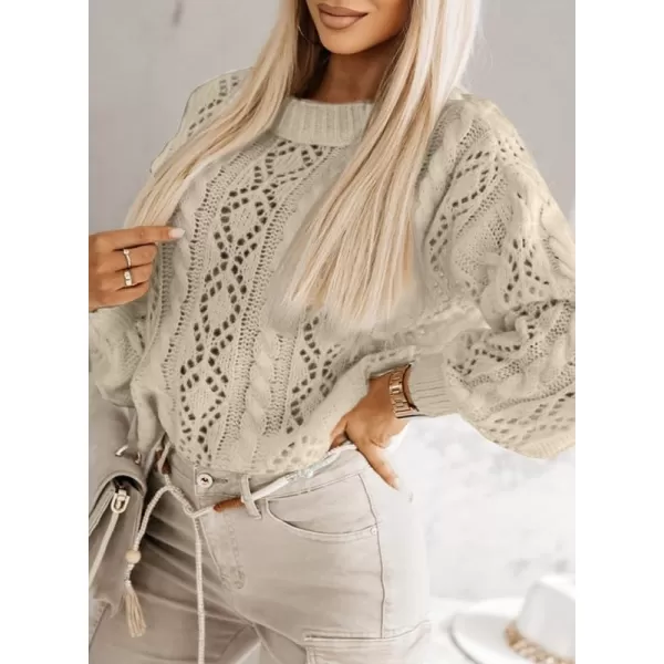Dokotoo Womens Ribbed Knit Textured Drop Shoulder Long Sleeve Crew Neck Pullover Sweaters