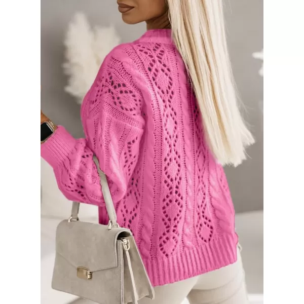 Dokotoo Womens Ribbed Knit Textured Drop Shoulder Long Sleeve Crew Neck Pullover Sweaters