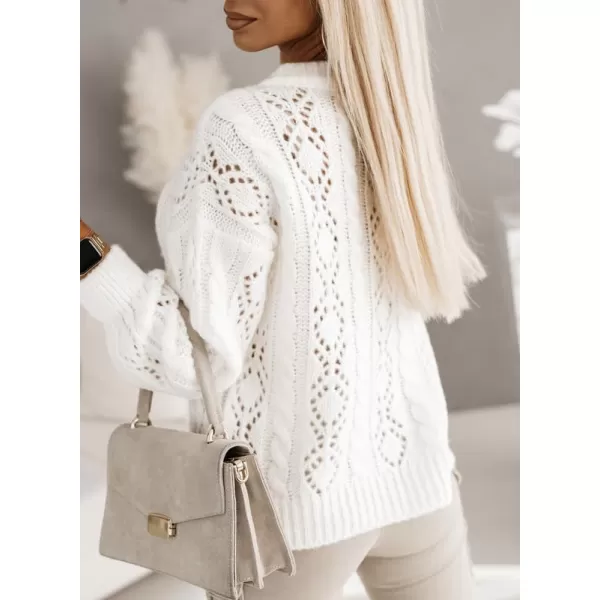 Dokotoo Womens Ribbed Knit Textured Drop Shoulder Long Sleeve Crew Neck Pullover Sweaters