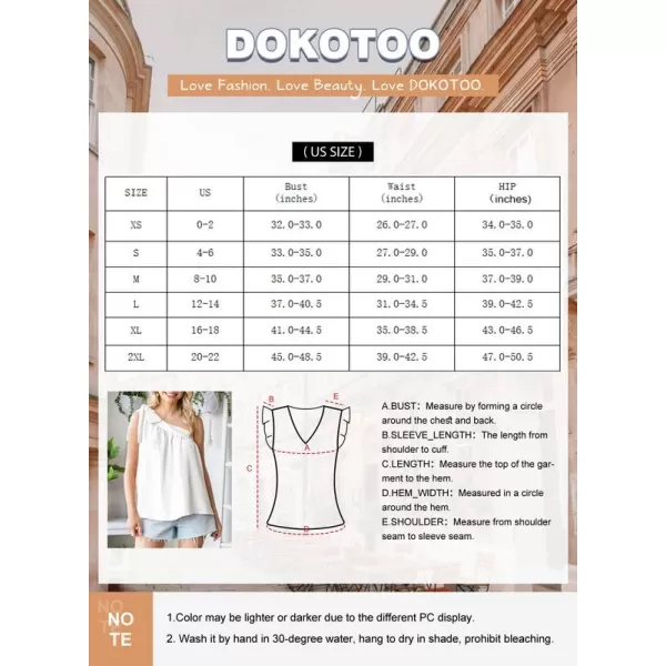Dokotoo Womens Spring Summer One Shoulder Solid Tunic Shirts Tie Knot Loose Tank Top