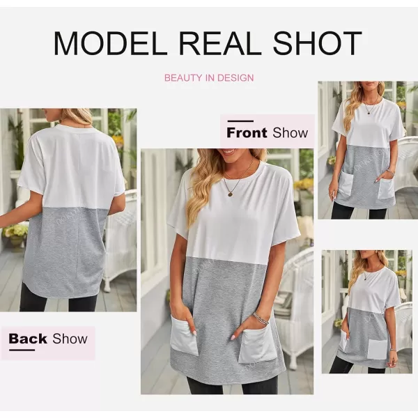 Dokotoo Womens Summer Casual Shirts Short Sleeve Tunic Tops with Pockets