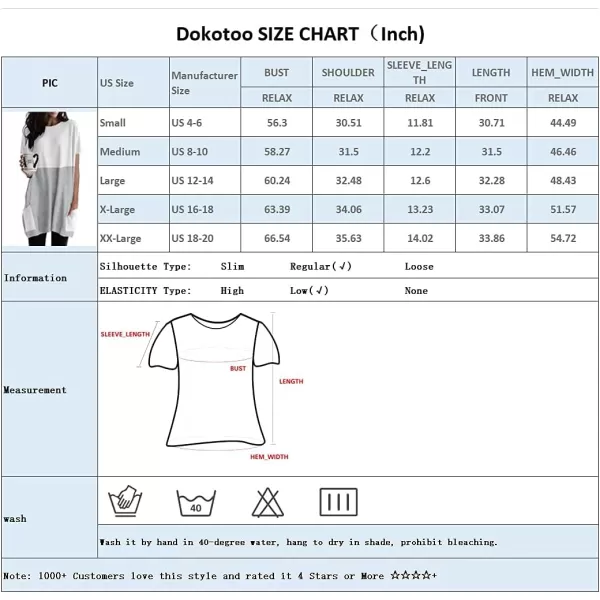 Dokotoo Womens Summer Casual Shirts Short Sleeve Tunic Tops with Pockets