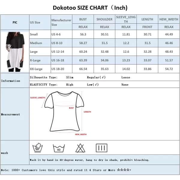 Dokotoo Womens Summer Casual Shirts Short Sleeve Tunic Tops with Pockets
