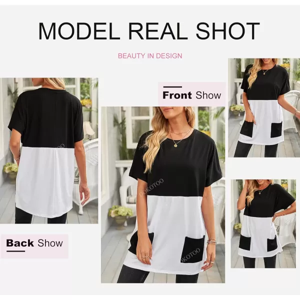 Dokotoo Womens Summer Casual Shirts Short Sleeve Tunic Tops with Pockets