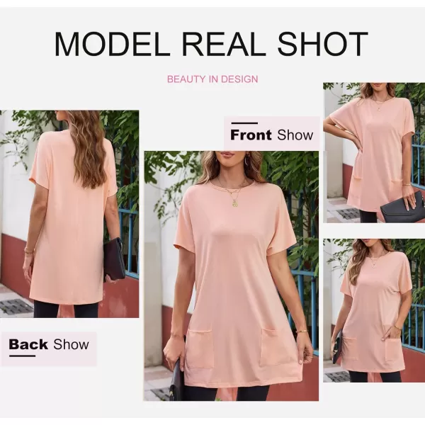 Dokotoo Womens Summer Casual Shirts Short Sleeve Tunic Tops with Pockets
