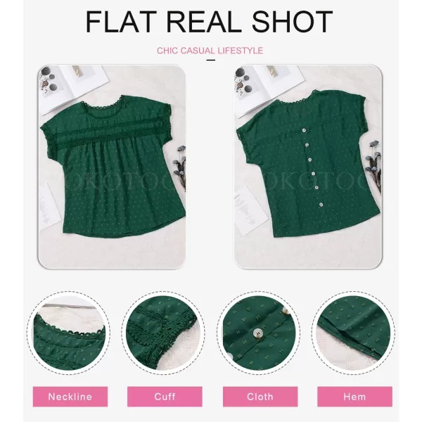 Dokotoo Womens Summer Tops Crewneck Lace Crochet Short Sleeve Shirts Casual Chiffon Blouses