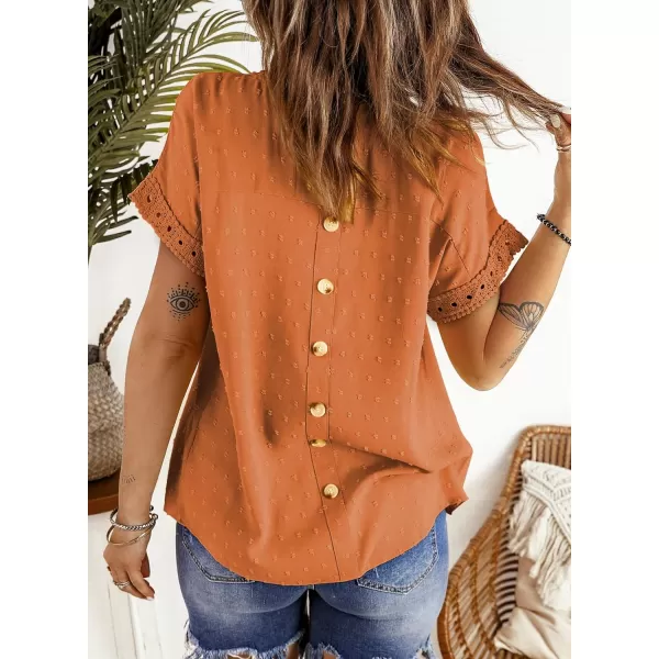 Dokotoo Womens Summer Tops Crewneck Lace Crochet Short Sleeve Shirts Casual Chiffon Blouses