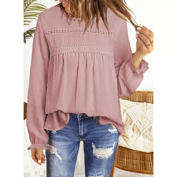 Dokotoo Womens Summer Tops Crewneck Lace Crochet Short Sleeve Shirts Casual Chiffon Blouses