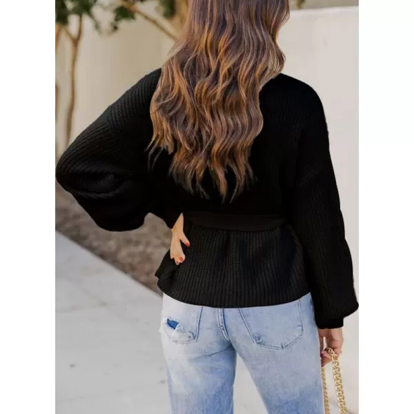 Dokotoo Women's Turtleneck Sweaters Long Sleeve Belted Waist Knitted Pullover Top