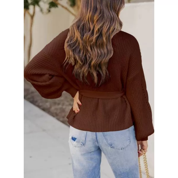 Dokotoo Women's Turtleneck Sweaters Long Sleeve Belted Waist Knitted Pullover Top
