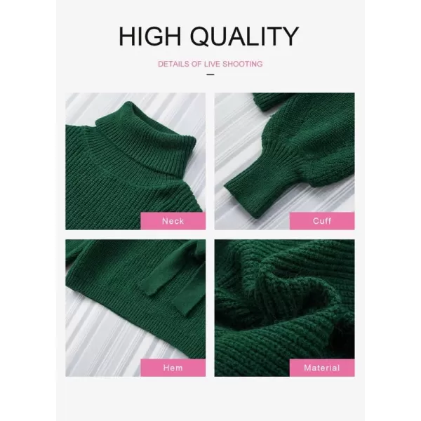 Dokotoo Women's Turtleneck Sweaters Long Sleeve Belted Waist Knitted Pullover Top