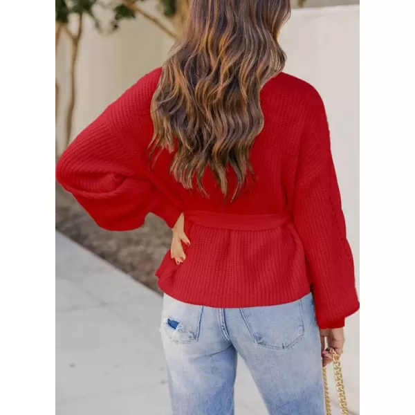 Dokotoo Women's Turtleneck Sweaters Long Sleeve Belted Waist Knitted Pullover Top