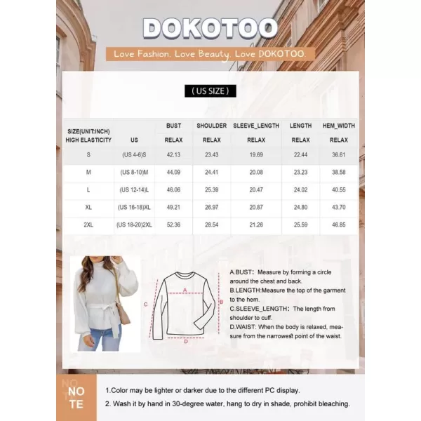Dokotoo Women's Turtleneck Sweaters Long Sleeve Belted Waist Knitted Pullover Top