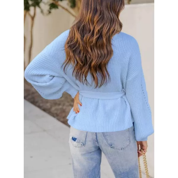 Dokotoo Women's Turtleneck Sweaters Long Sleeve Belted Waist Knitted Pullover Top