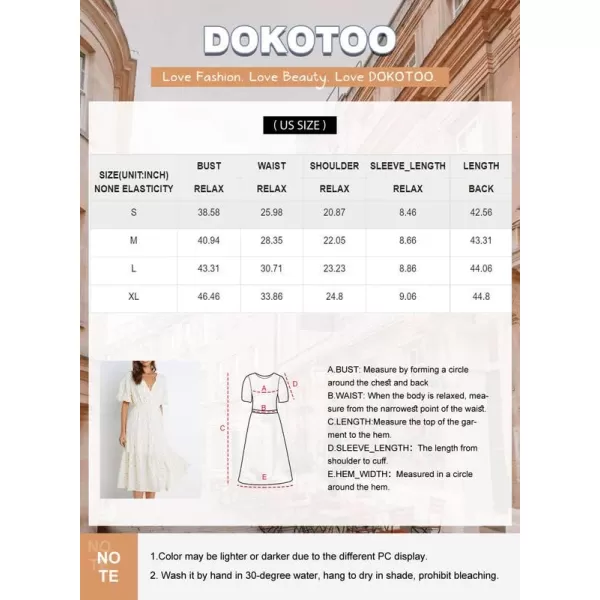 Dokotoo Womens V Neck Dresses Lantern Long Sleeve Lace Trim Midi Dress Tassel Belt Shirt Dress