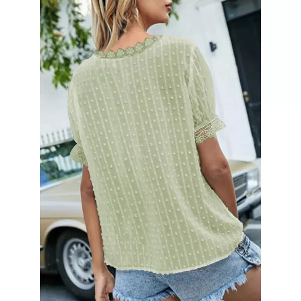 Dokotoo Women's V Neck Lace Crochet Tunic Tops Flowy Casual Blouses Shirts
