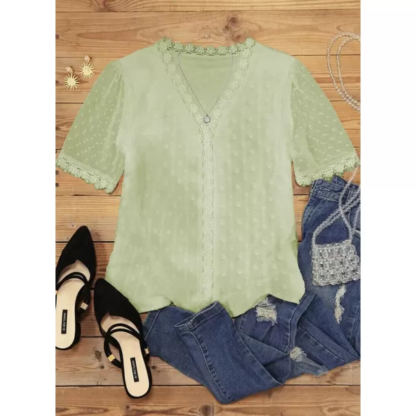 Dokotoo Women's V Neck Lace Crochet Tunic Tops Flowy Casual Blouses Shirts