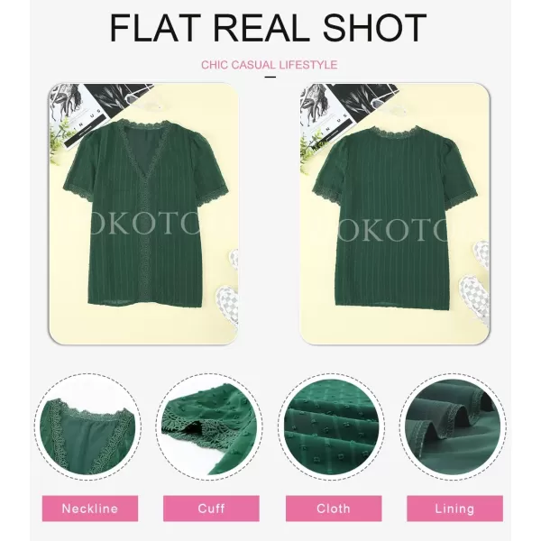 Dokotoo Women's V Neck Lace Crochet Tunic Tops Flowy Casual Blouses Shirts