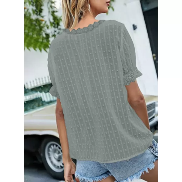 Dokotoo Women's V Neck Lace Crochet Tunic Tops Flowy Casual Blouses Shirts