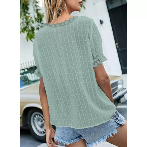 Dokotoo Women's V Neck Lace Crochet Tunic Tops Flowy Casual Blouses Shirts