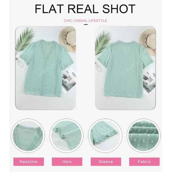 Dokotoo Women's V Neck Lace Crochet Tunic Tops Flowy Casual Blouses Shirts