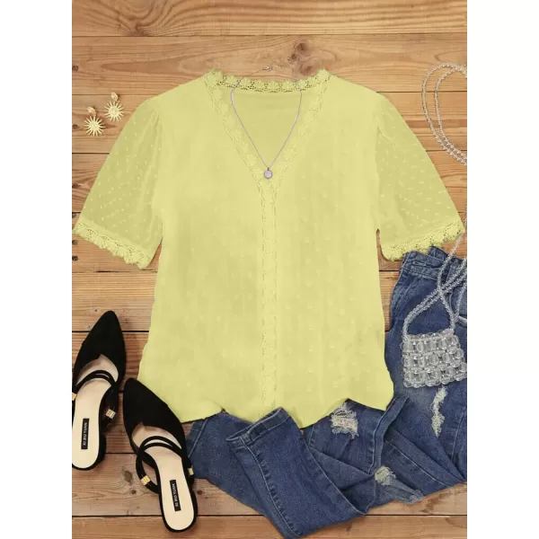 Dokotoo Women's V Neck Lace Crochet Tunic Tops Flowy Casual Blouses Shirts