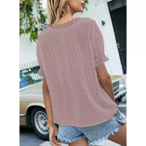 Dokotoo Women's V Neck Lace Crochet Tunic Tops Flowy Casual Blouses Shirts