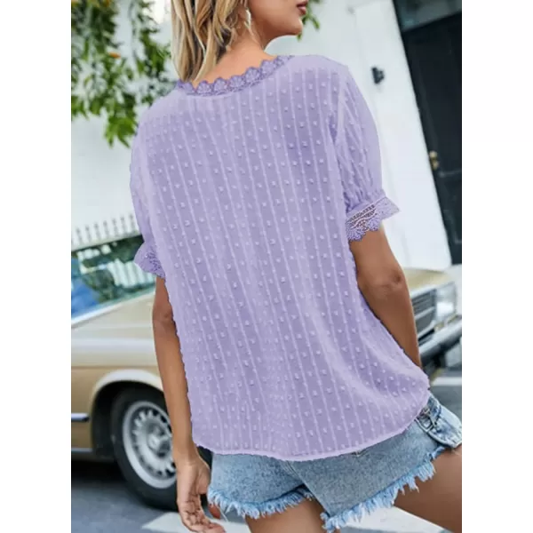 Dokotoo Women's V Neck Lace Crochet Tunic Tops Flowy Casual Blouses Shirts