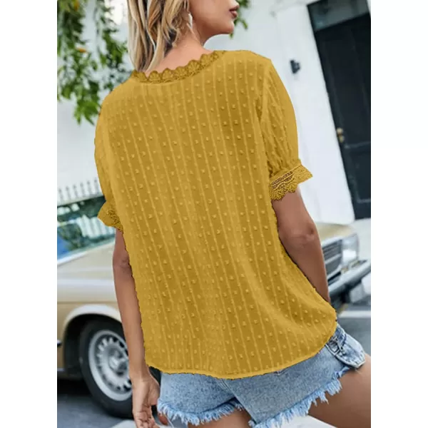 Dokotoo Women's V Neck Lace Crochet Tunic Tops Flowy Casual Blouses Shirts