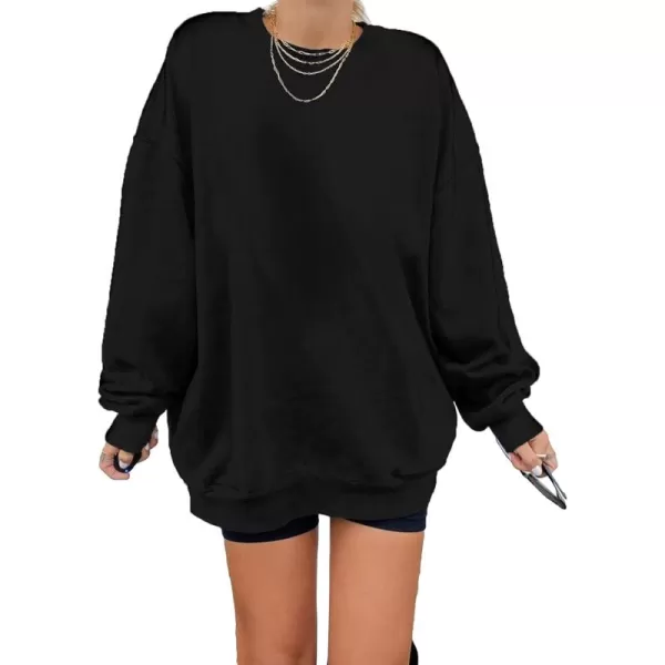Dokotoo Womens Vintage Basic Oversized Crewneck Long Tunic Sweatshirts Pullover Tops