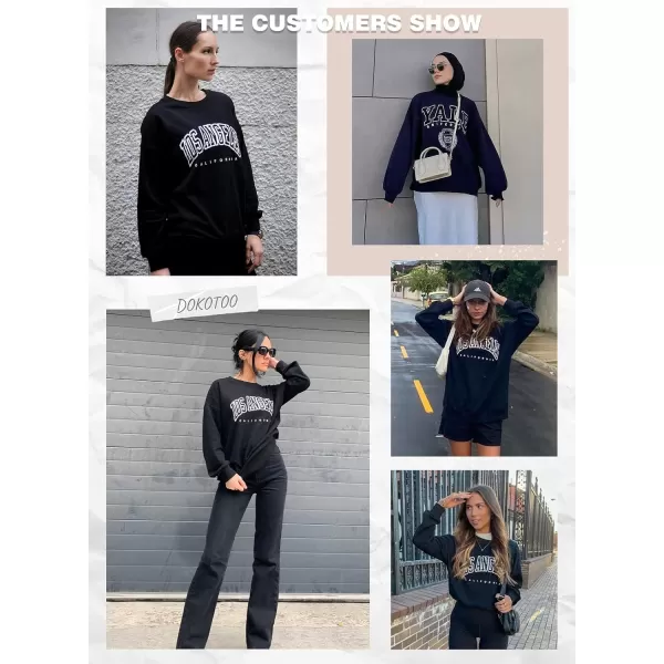 Dokotoo Womens Vintage Basic Oversized Crewneck Long Tunic Sweatshirts Pullover Tops