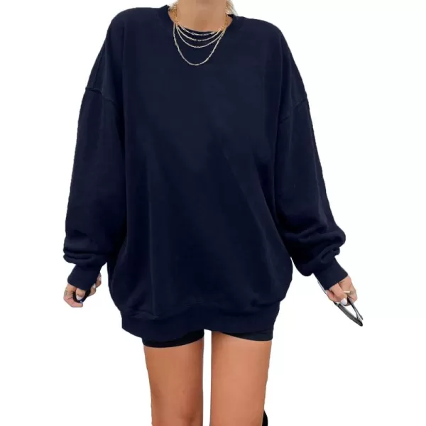 Dokotoo Womens Vintage Basic Oversized Crewneck Long Tunic Sweatshirts Pullover Tops