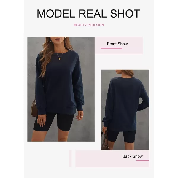 Dokotoo Womens Vintage Basic Oversized Crewneck Long Tunic Sweatshirts Pullover Tops