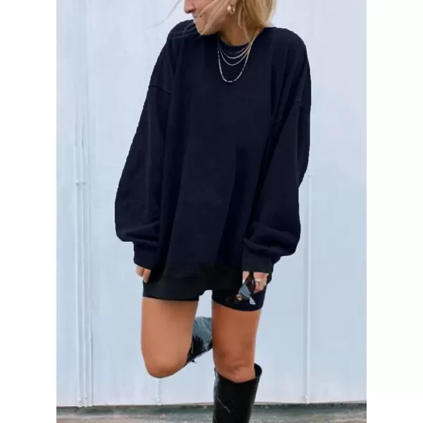 Dokotoo Womens Vintage Basic Oversized Crewneck Long Tunic Sweatshirts Pullover Tops