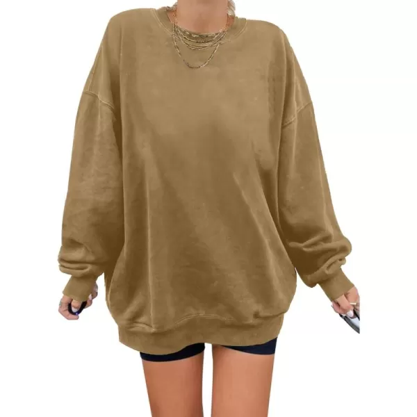 Dokotoo Womens Vintage Basic Oversized Crewneck Long Tunic Sweatshirts Pullover Tops