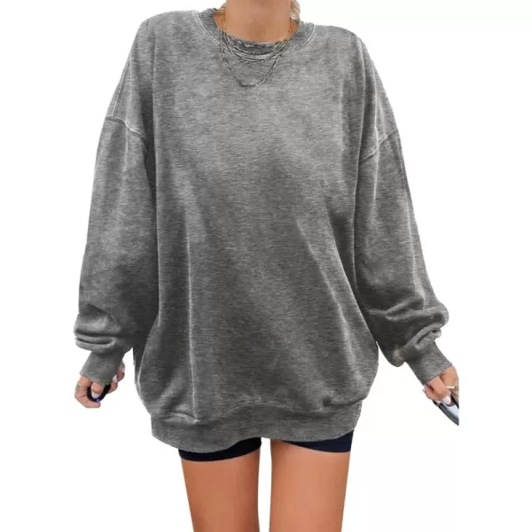 Dokotoo Womens Vintage Basic Oversized Crewneck Long Tunic Sweatshirts Pullover Tops