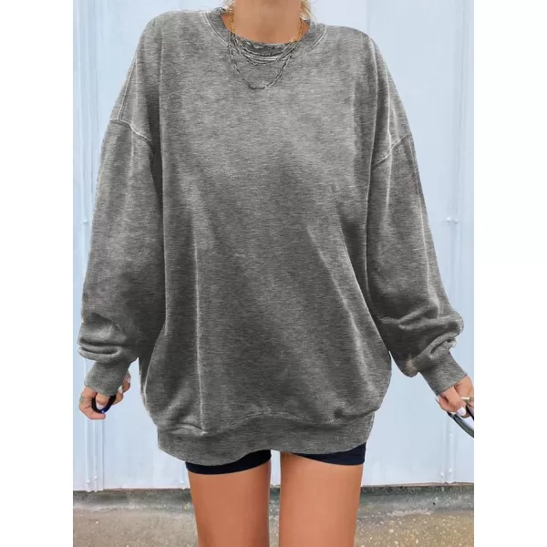 Dokotoo Womens Vintage Basic Oversized Crewneck Long Tunic Sweatshirts Pullover Tops