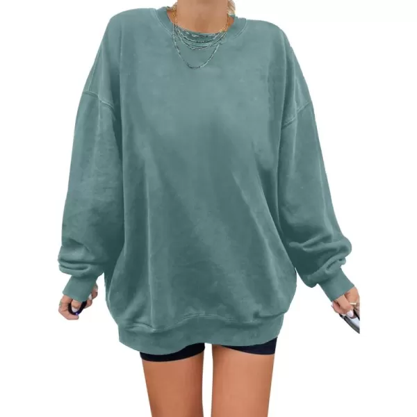 Dokotoo Womens Vintage Basic Oversized Crewneck Long Tunic Sweatshirts Pullover Tops