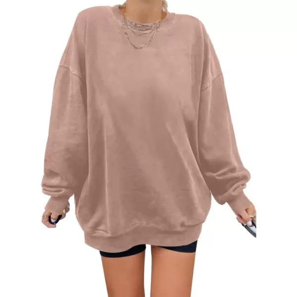 Dokotoo Womens Vintage Basic Oversized Crewneck Long Tunic Sweatshirts Pullover Tops