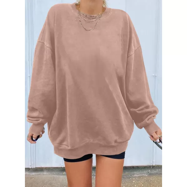 Dokotoo Womens Vintage Basic Oversized Crewneck Long Tunic Sweatshirts Pullover Tops