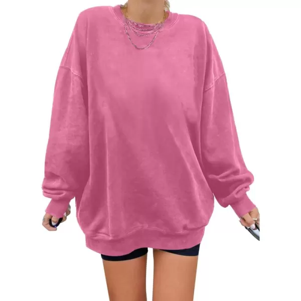 Dokotoo Womens Vintage Basic Oversized Crewneck Long Tunic Sweatshirts Pullover Tops