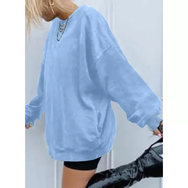 Dokotoo Womens Vintage Basic Oversized Crewneck Long Tunic Sweatshirts Pullover Tops