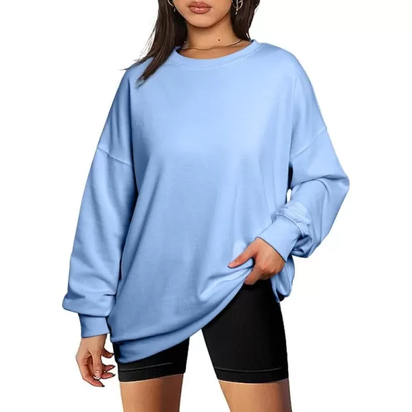 Dokotoo Womens Vintage Basic Oversized Crewneck Long Tunic Sweatshirts Pullover Tops